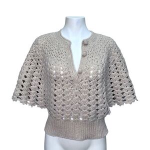 Handmade Crocheted Knitted Tan Butterfly Batwing Flutter Sleeve